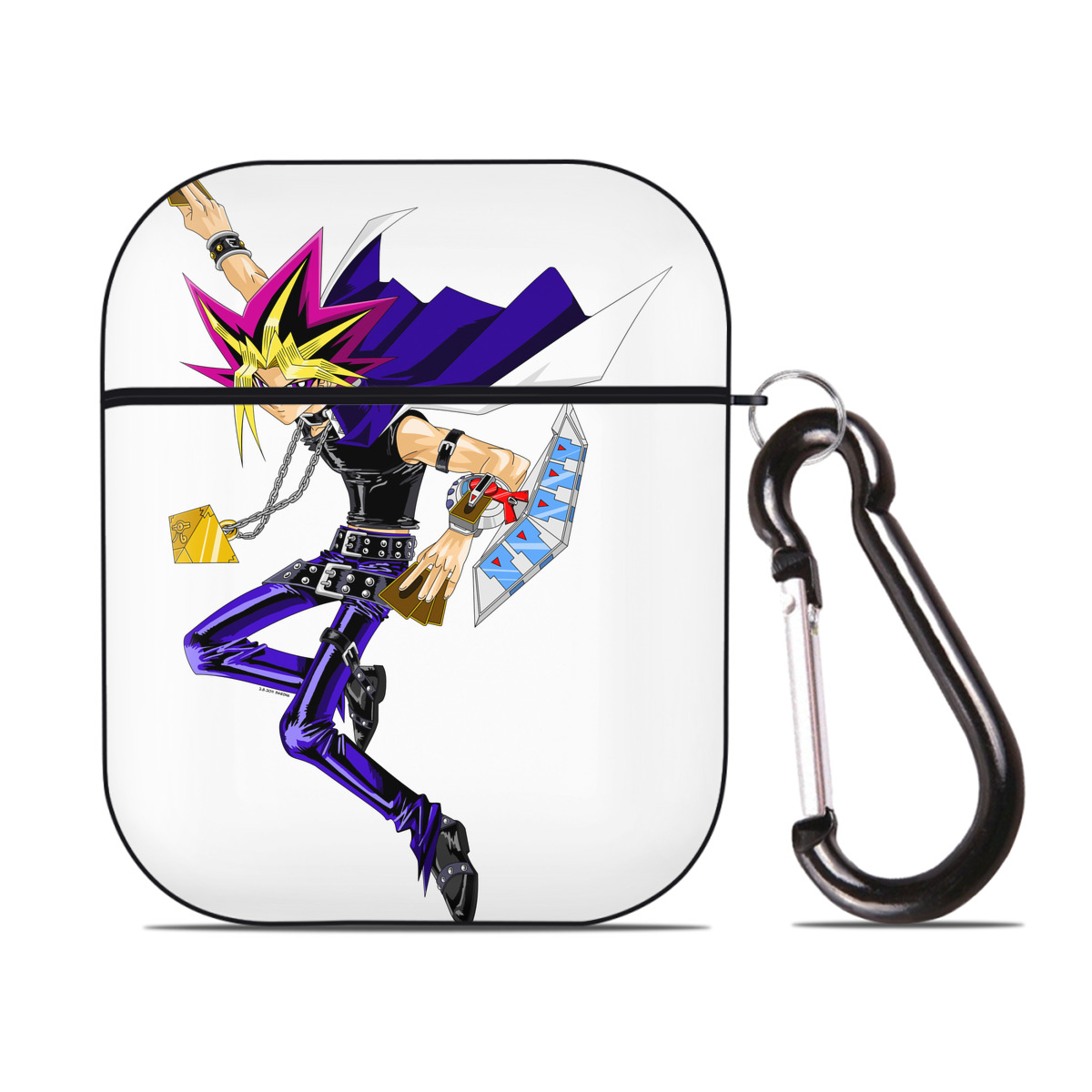 （画像用） 遊☆戯☆王 Yu-Gi-Oh! AirPods 第2世代保護ケース ハードシェル ブラック 耐衝撃・防指紋・カラビナ付き
