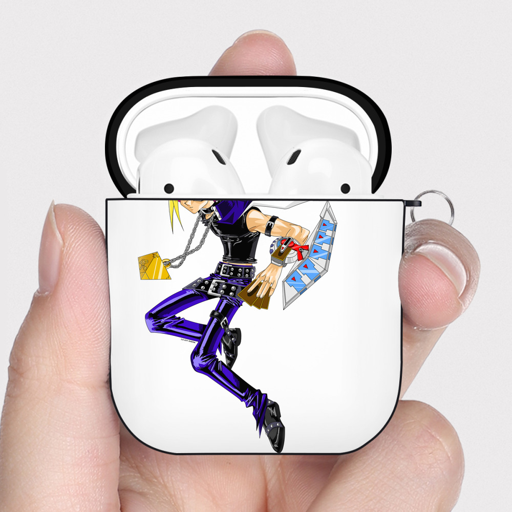 （画像用） 遊☆戯☆王 Yu-Gi-Oh! AirPods 第2世代保護ケース ハードシェル ブラック 耐衝撃・防指紋・カラビナ付き