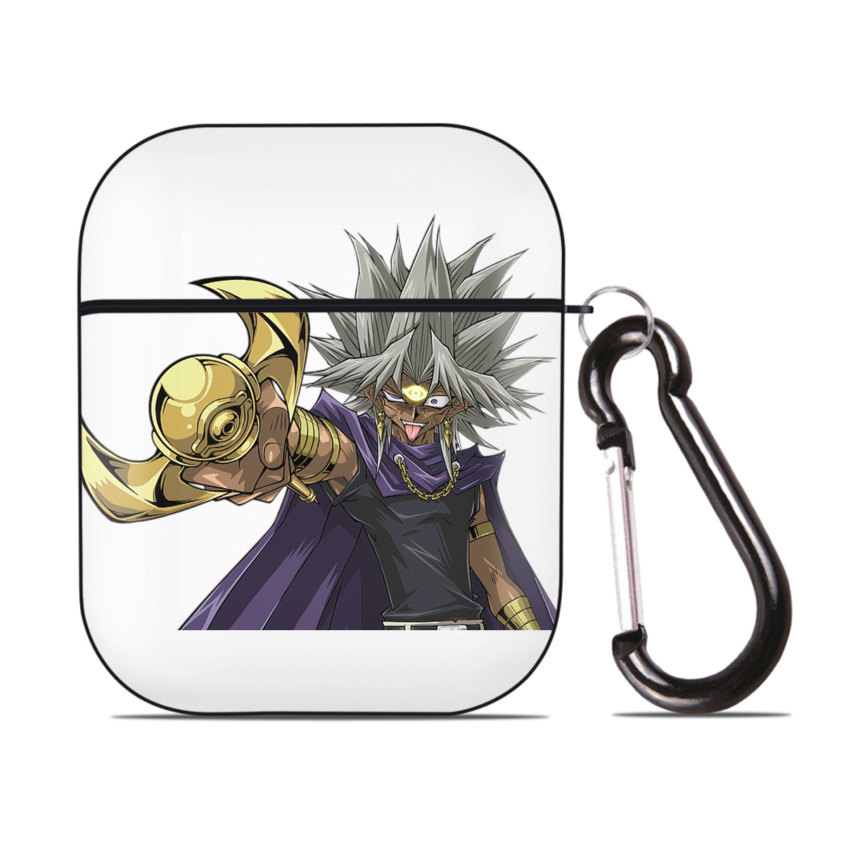 （画像用） 遊☆戯☆王 Yu-Gi-Oh! AirPods 第2世代保護ケース ハードシェル ブラック 耐衝撃・防指紋・カラビナ付き