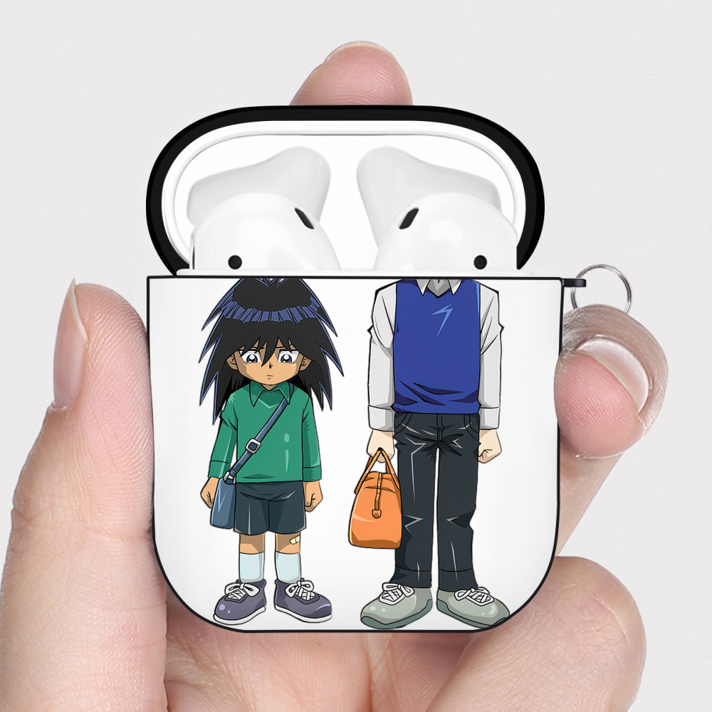 （画像用） 遊☆戯☆王 Yu-Gi-Oh! AirPods 第2世代保護ケース ハードシェル ブラック 耐衝撃・防指紋・カラビナ付き