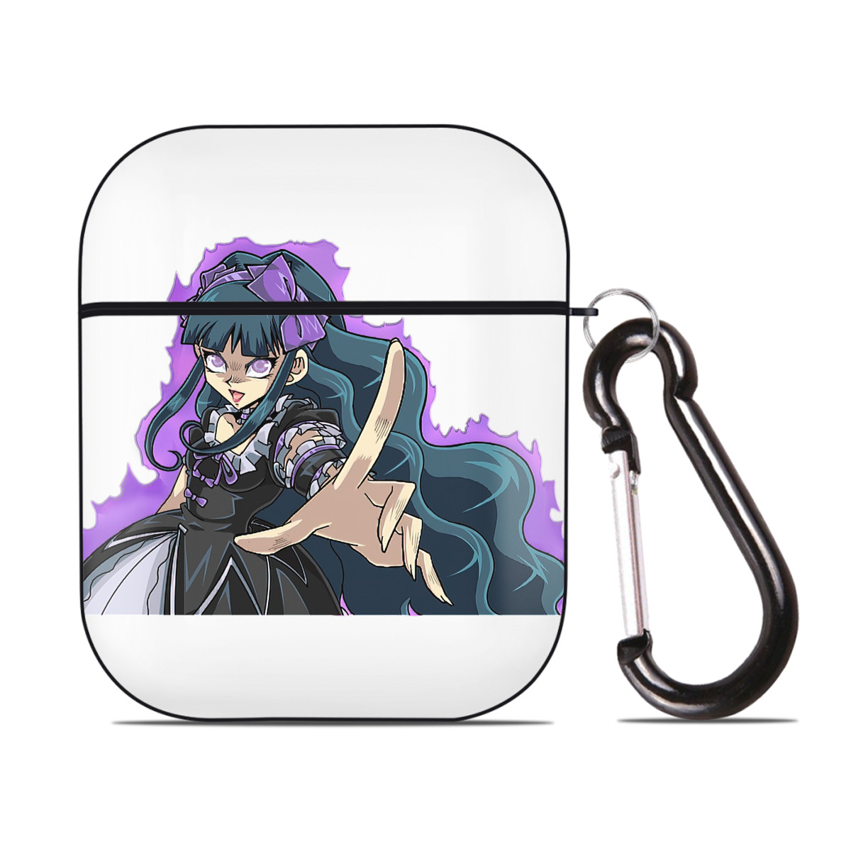 （画像用） 遊☆戯☆王 Yu-Gi-Oh! AirPods 第2世代保護ケース ハードシェル ブラック 耐衝撃・防指紋・カラビナ付き