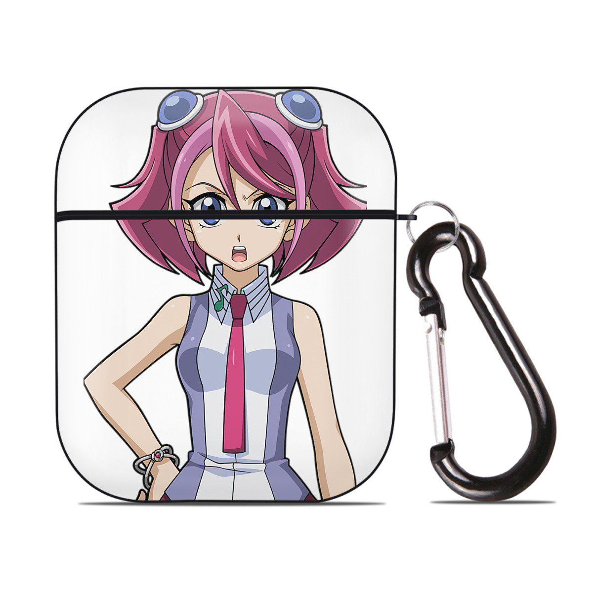 （画像用） 遊☆戯☆王 Yu-Gi-Oh! AirPods 第2世代保護ケース ハードシェル ブラック 耐衝撃・防指紋・カラビナ付き