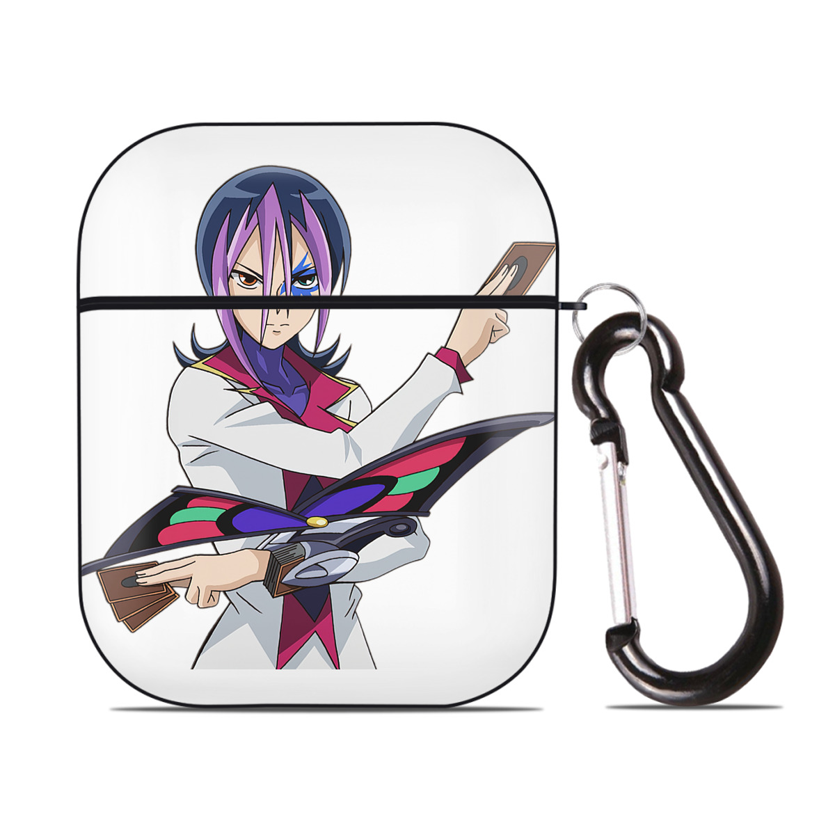 （画像用） 遊☆戯☆王 Yu-Gi-Oh! AirPods 第2世代保護ケース ハードシェル ブラック 耐衝撃・防指紋・カラビナ付き
