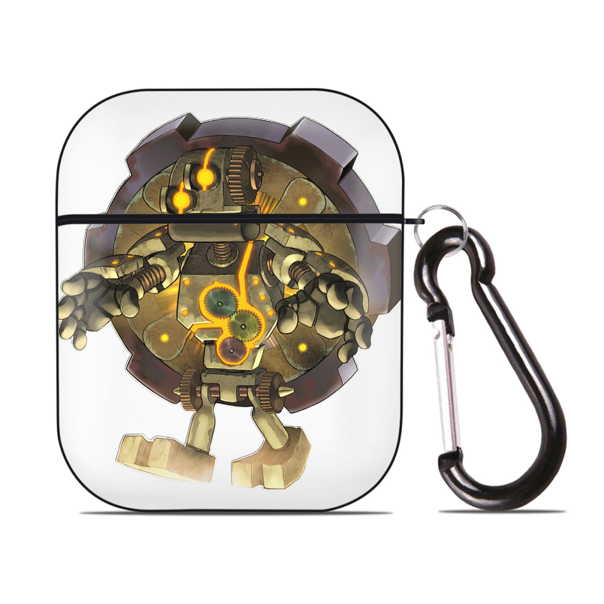 （画像用） 遊☆戯☆王 Yu-Gi-Oh! AirPods 第2世代保護ケース ハードシェル ブラック 耐衝撃・防指紋・カラビナ付き
