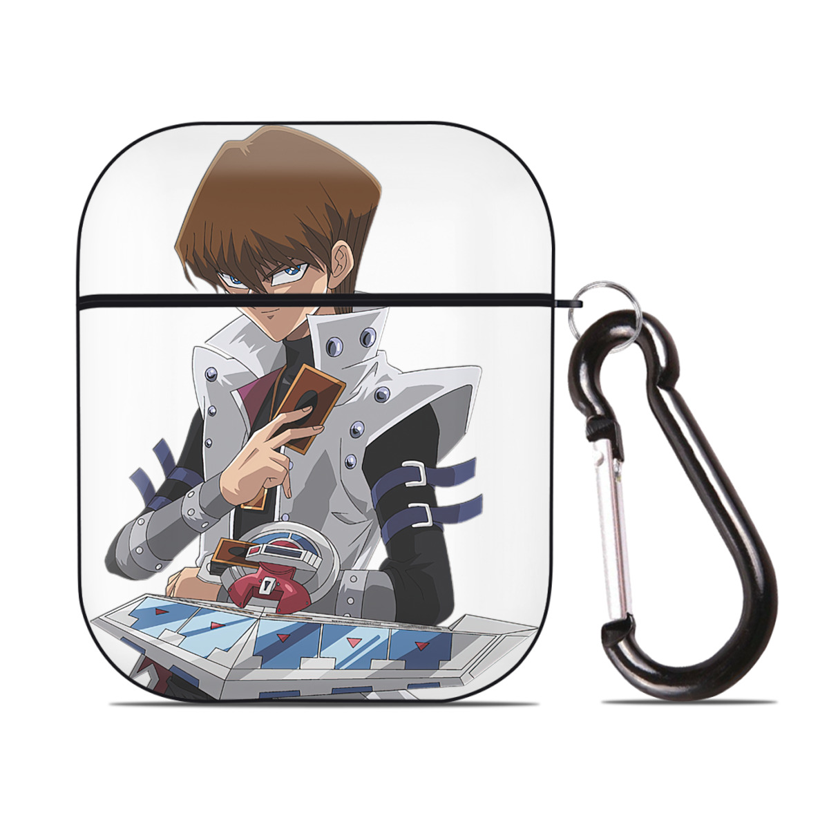 （画像用） 遊☆戯☆王 Yu-Gi-Oh! AirPods 第2世代保護ケース ハードシェル ブラック 耐衝撃・防指紋・カラビナ付き