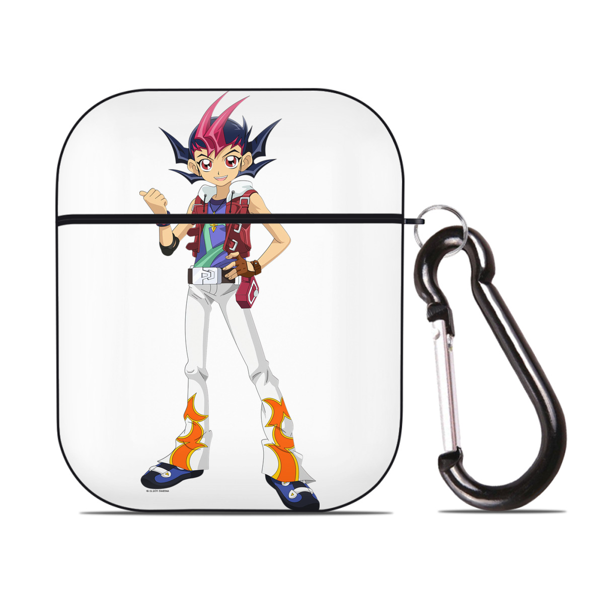 （画像用） 遊☆戯☆王 Yu-Gi-Oh! AirPods 第2世代保護ケース ハードシェル ブラック 耐衝撃・防指紋・カラビナ付き