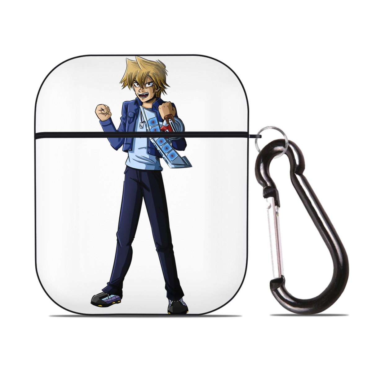 （画像用） 遊☆戯☆王 Yu-Gi-Oh! AirPods 第2世代保護ケース ハードシェル ブラック 耐衝撃・防指紋・カラビナ付き