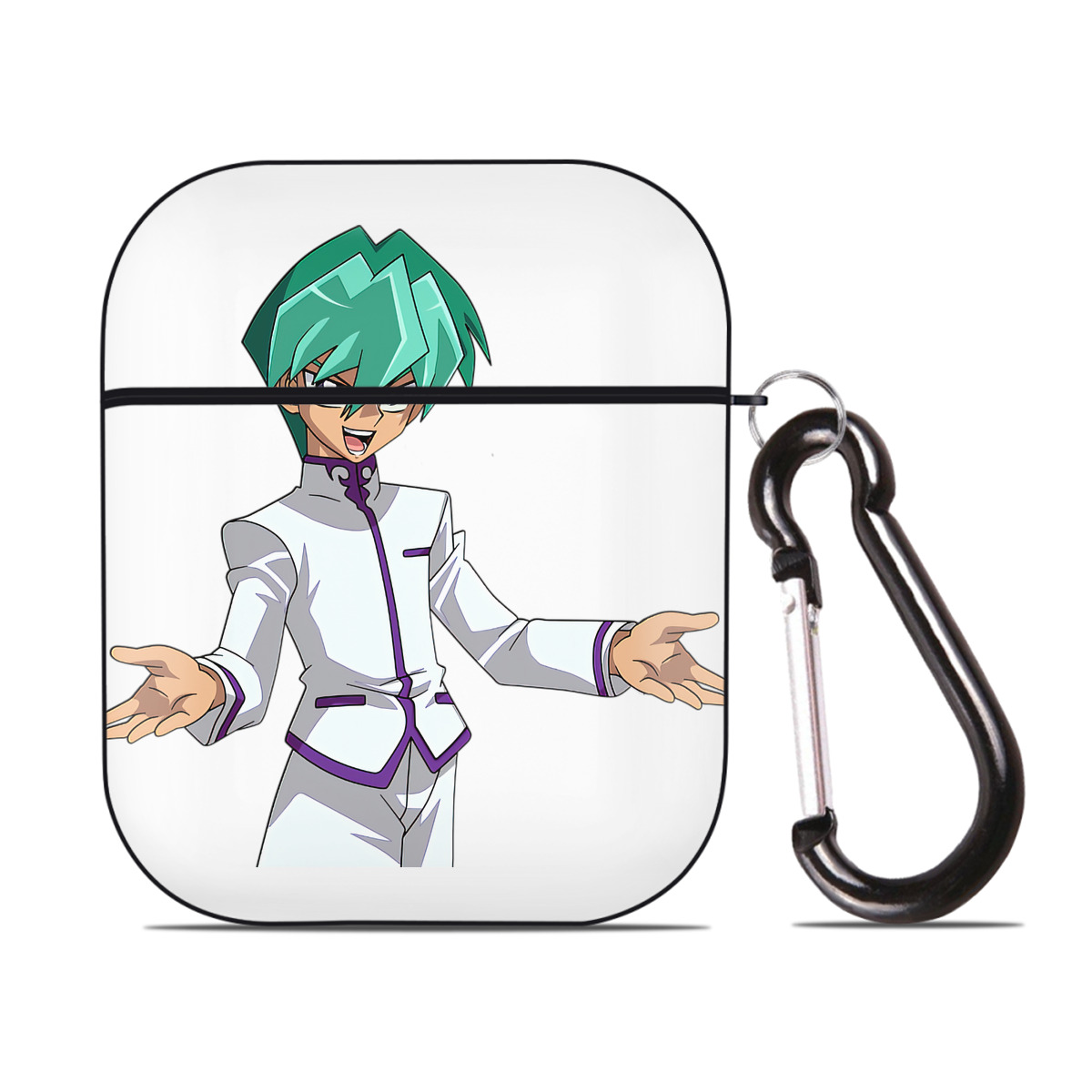 （画像用） 遊☆戯☆王 Yu-Gi-Oh! AirPods 第2世代保護ケース ハードシェル ブラック 耐衝撃・防指紋・カラビナ付き