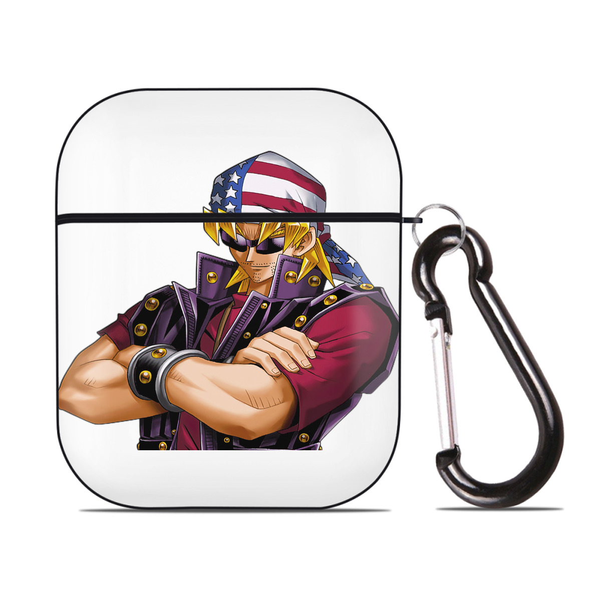 （画像用） 遊☆戯☆王 Yu-Gi-Oh! AirPods 第2世代保護ケース ハードシェル ブラック 耐衝撃・防指紋・カラビナ付き