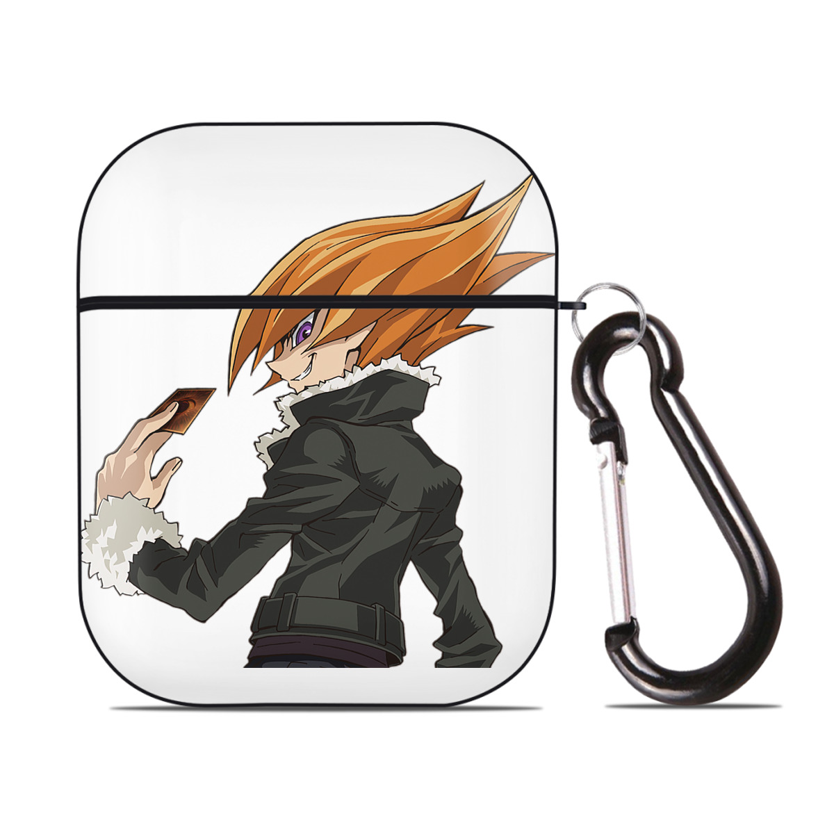 （画像用） 遊☆戯☆王 Yu-Gi-Oh! AirPods 第2世代保護ケース ハードシェル ブラック 耐衝撃・防指紋・カラビナ付き