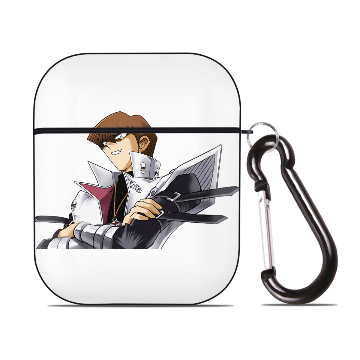 （画像用） 遊☆戯☆王 Yu-Gi-Oh! AirPods 第2世代保護ケース ハードシェル ブラック 耐衝撃・防指紋・カラビナ付き