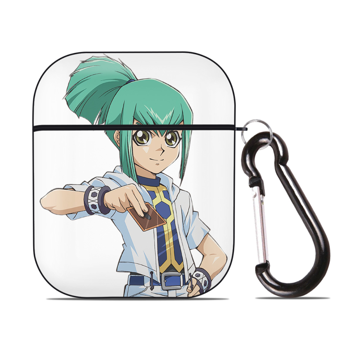 （画像用） 遊☆戯☆王 Yu-Gi-Oh! AirPods 第2世代保護ケース ハードシェル ブラック 耐衝撃・防指紋・カラビナ付き