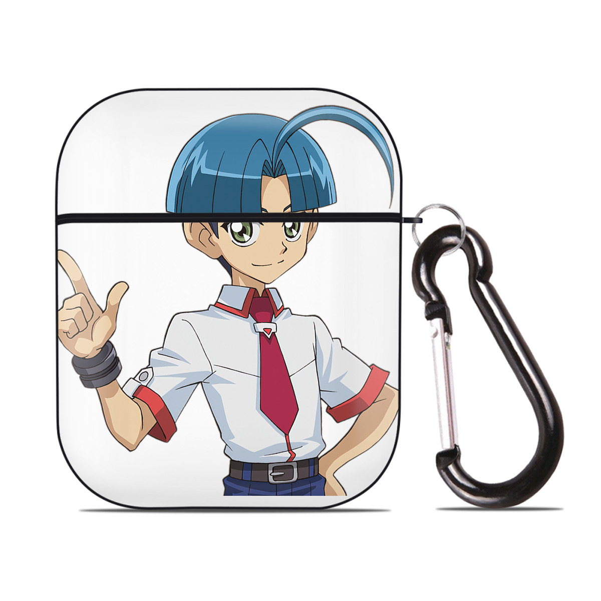 （画像用） 遊☆戯☆王 Yu-Gi-Oh! AirPods 第2世代保護ケース ハードシェル ブラック 耐衝撃・防指紋・カラビナ付き