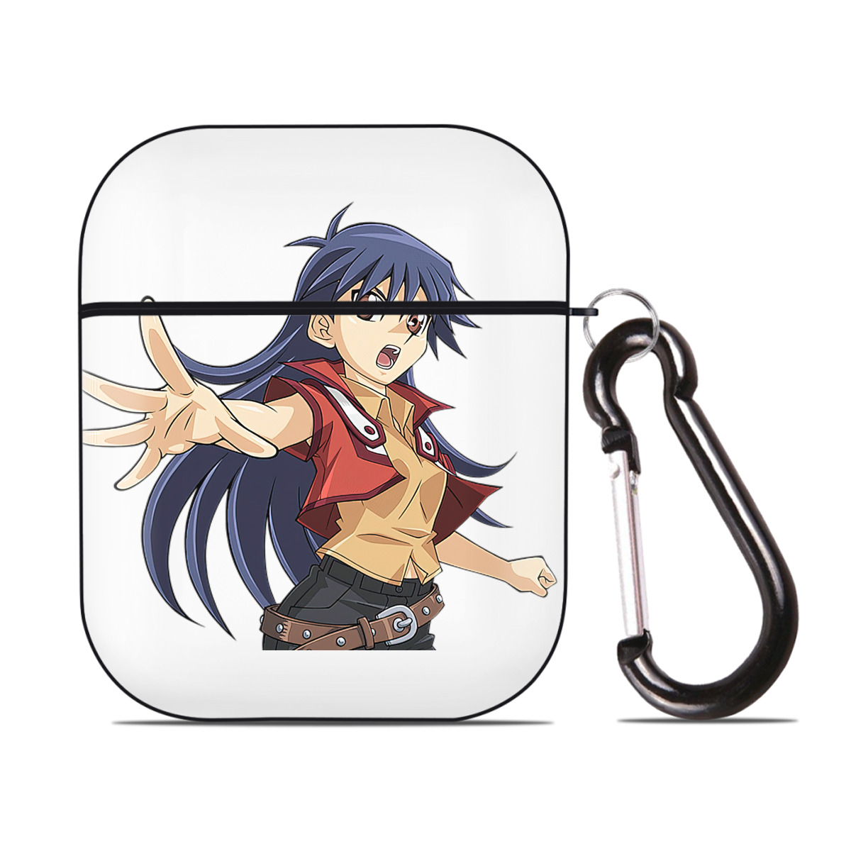 （画像用） 遊☆戯☆王 Yu-Gi-Oh! AirPods 第2世代保護ケース ハードシェル ブラック 耐衝撃・防指紋・カラビナ付き
