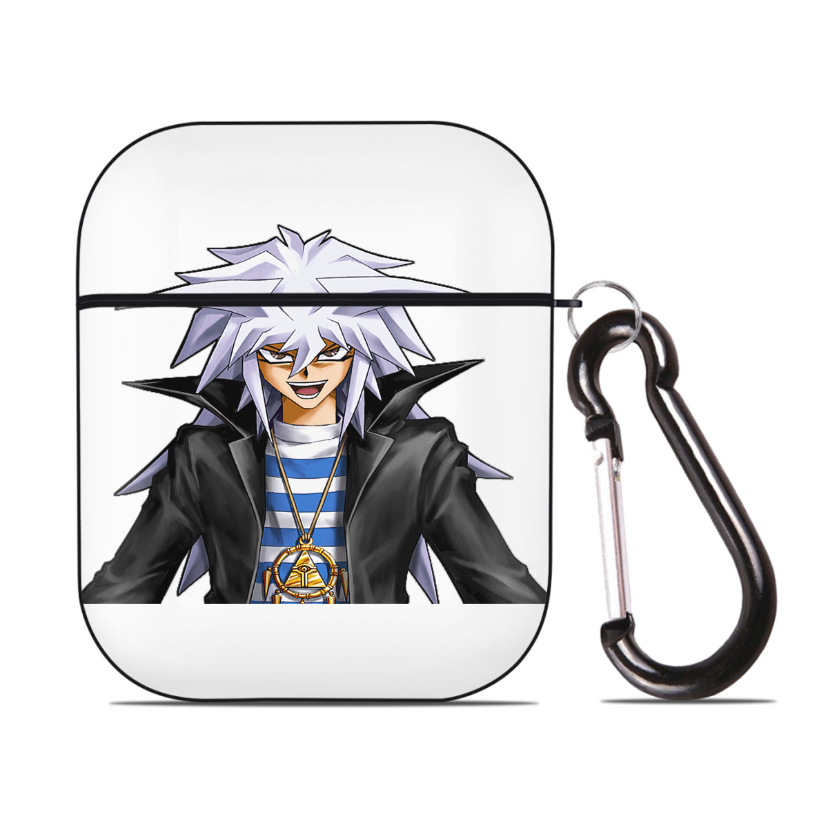 （画像用） 遊☆戯☆王 Yu-Gi-Oh! AirPods 第2世代保護ケース ハードシェル ブラック 耐衝撃・防指紋・カラビナ付き