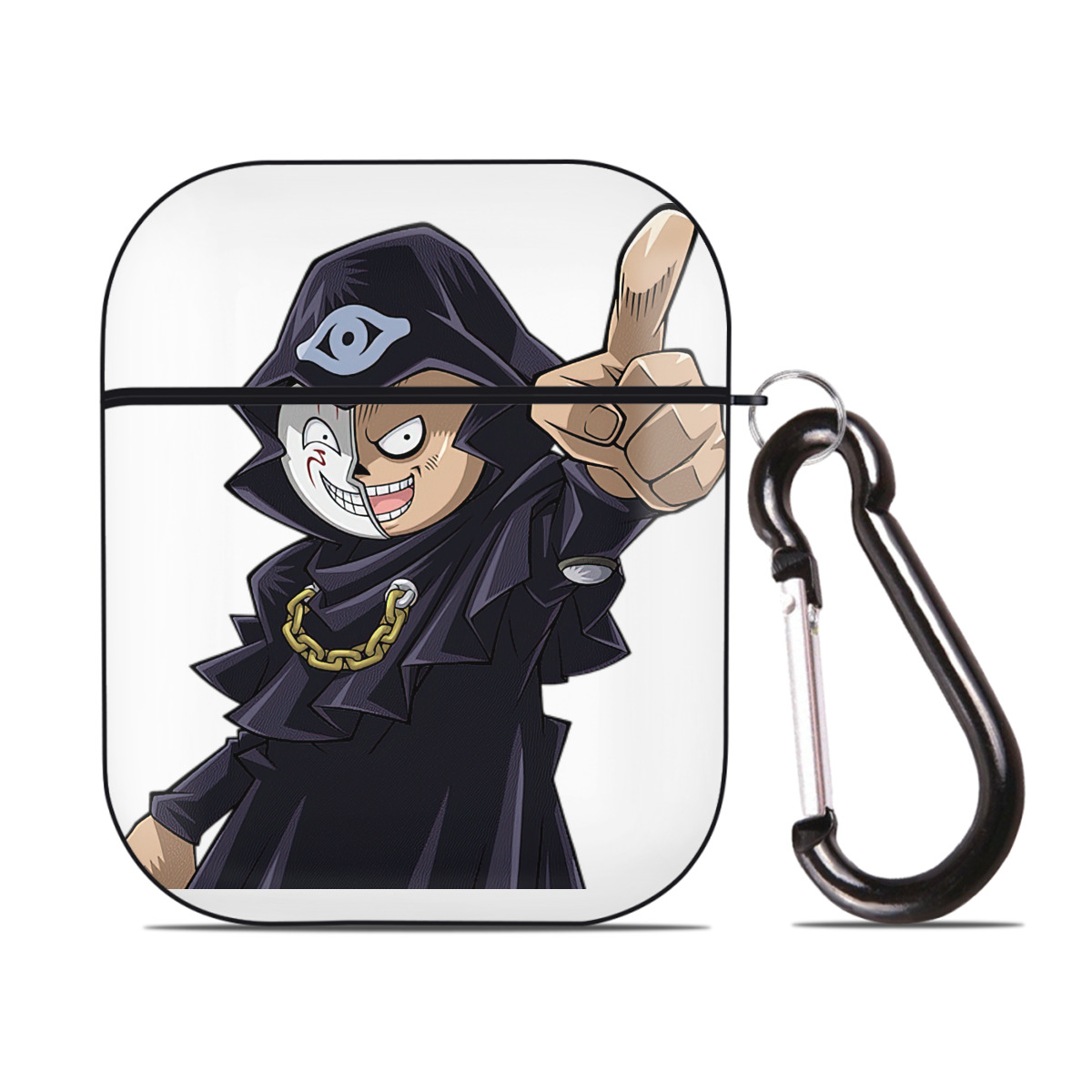 （画像用） 遊☆戯☆王 Yu-Gi-Oh! AirPods 第2世代保護ケース ハードシェル ブラック 耐衝撃・防指紋・カラビナ付き