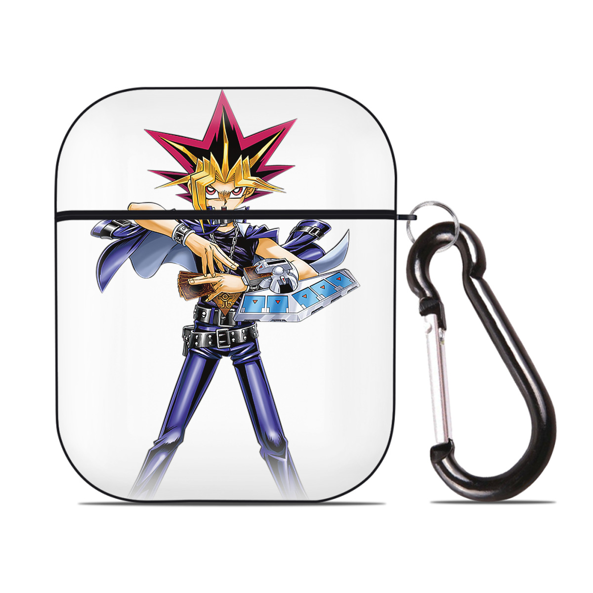 （画像用） 遊☆戯☆王 Yu-Gi-Oh! AirPods 第2世代保護ケース ハードシェル ブラック 耐衝撃・防指紋・カラビナ付き