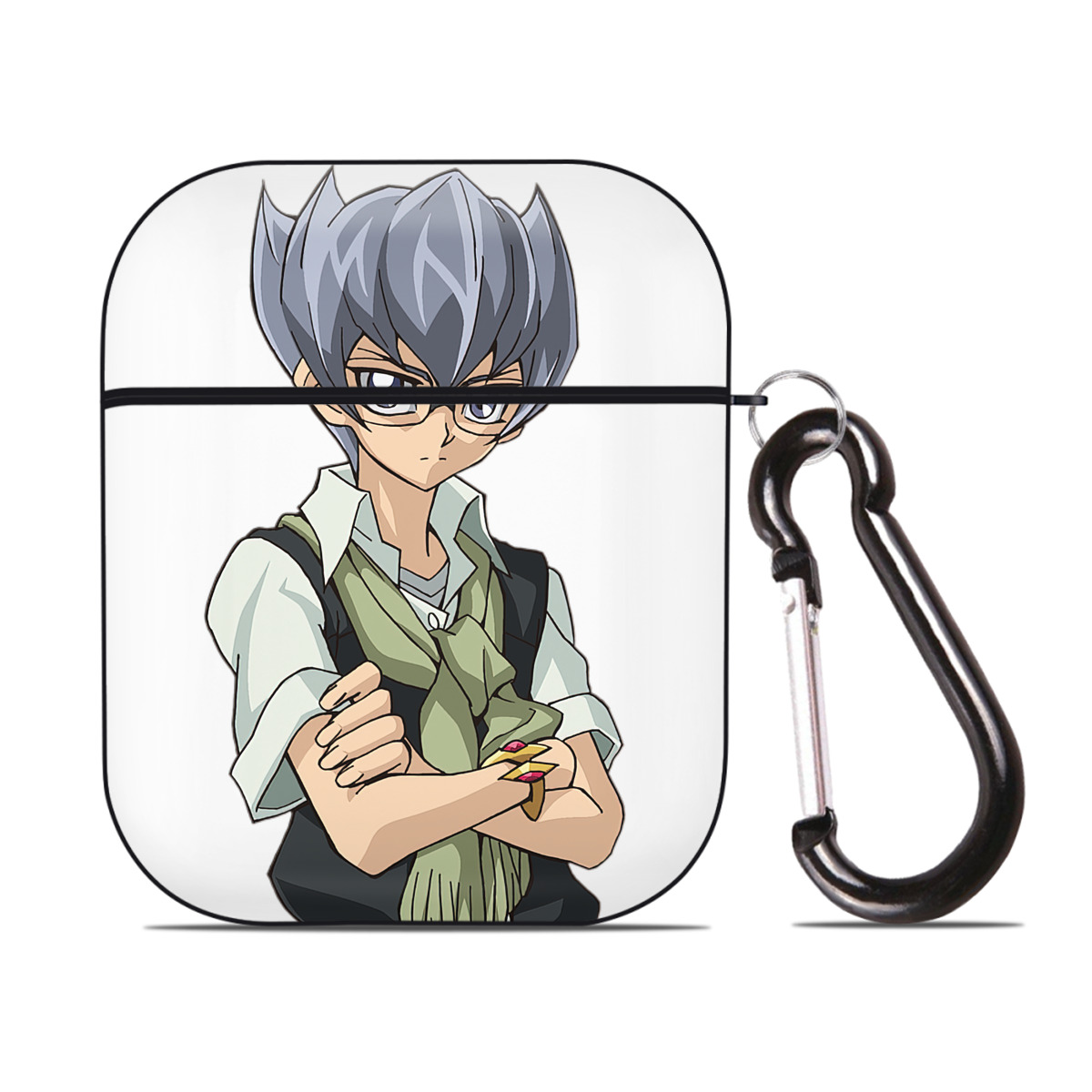 （画像用） 遊☆戯☆王 Yu-Gi-Oh! AirPods 第2世代保護ケース ハードシェル ブラック 耐衝撃・防指紋・カラビナ付き