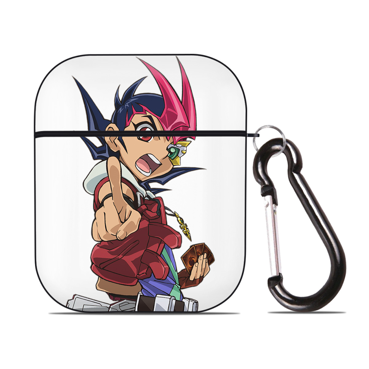 （画像用） 遊☆戯☆王 Yu-Gi-Oh! AirPods 第2世代保護ケース ハードシェル ブラック 耐衝撃・防指紋・カラビナ付き