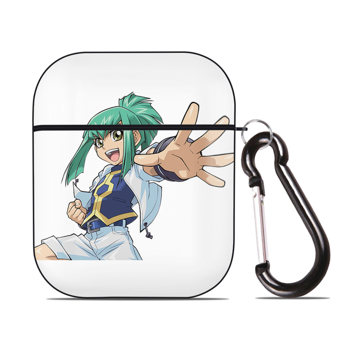 （画像用） 遊☆戯☆王 Yu-Gi-Oh! AirPods 第2世代保護ケース ハードシェル ブラック 耐衝撃・防指紋・カラビナ付き
