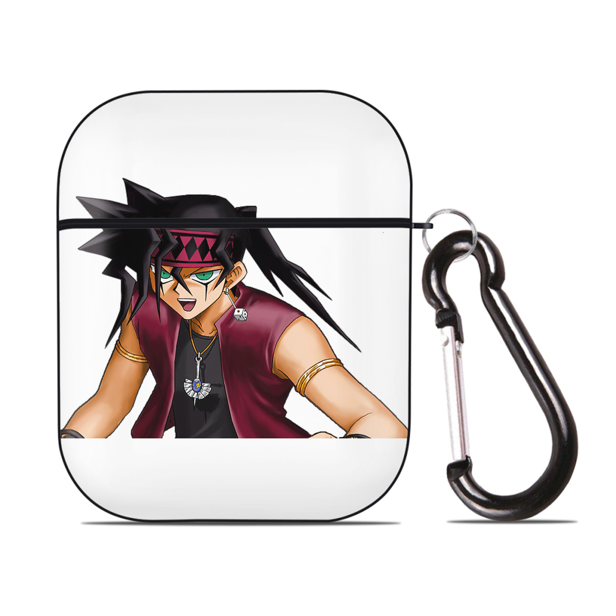 （画像用） 遊☆戯☆王 Yu-Gi-Oh! AirPods 第2世代保護ケース ハードシェル ブラック 耐衝撃・防指紋・カラビナ付き