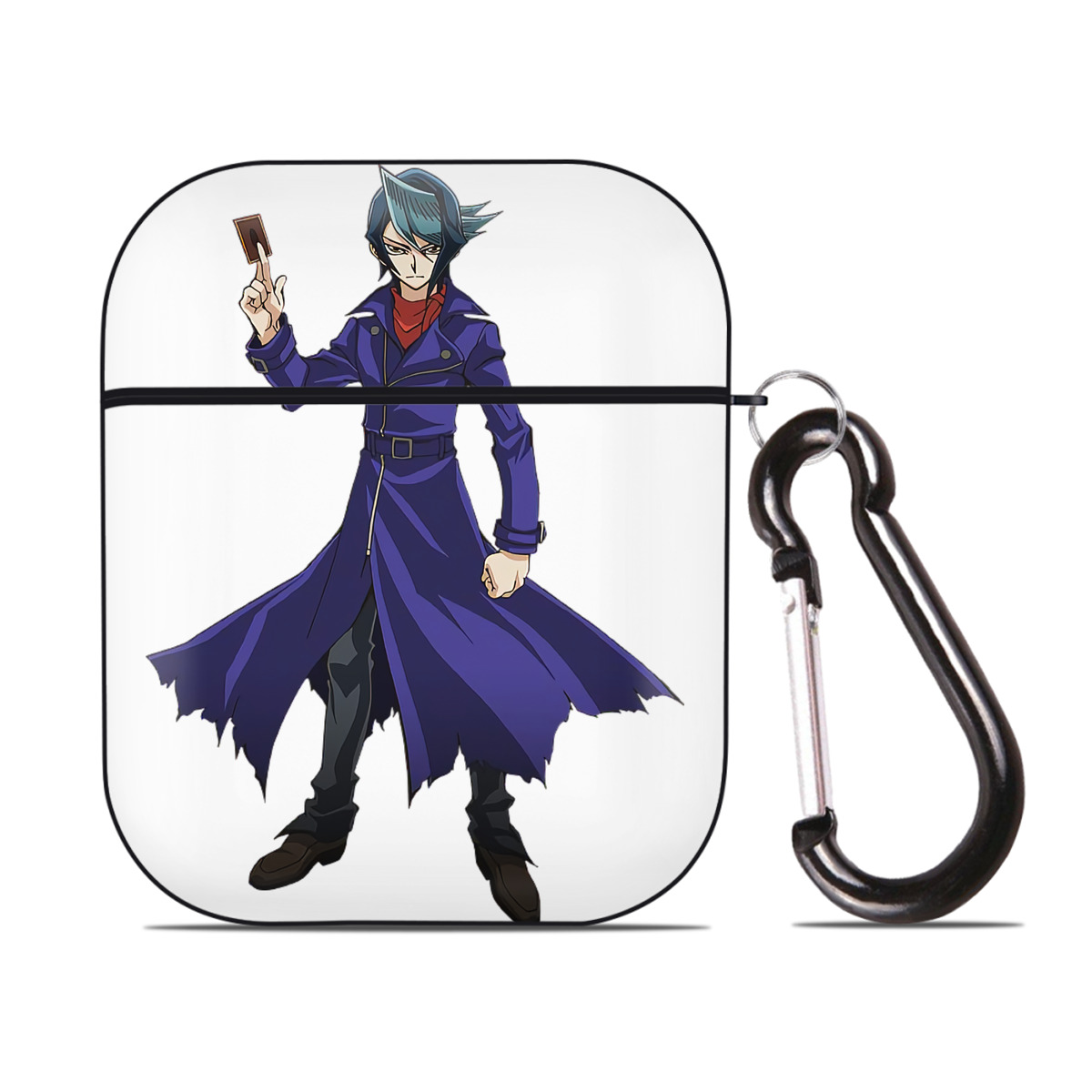 （画像用） 遊☆戯☆王 Yu-Gi-Oh! AirPods 第2世代保護ケース ハードシェル ブラック 耐衝撃・防指紋・カラビナ付き