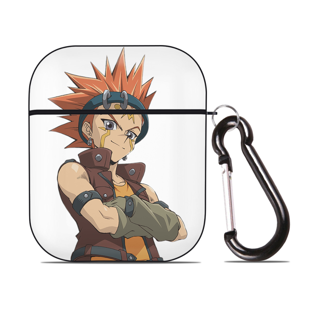 （画像用） 遊☆戯☆王 Yu-Gi-Oh! AirPods 第2世代保護ケース ハードシェル ブラック 耐衝撃・防指紋・カラビナ付き