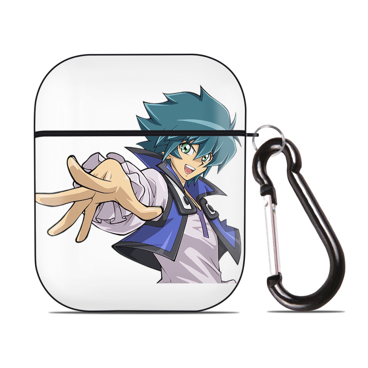 （画像用） 遊☆戯☆王 Yu-Gi-Oh! AirPods 第2世代保護ケース ハードシェル ブラック 耐衝撃・防指紋・カラビナ付き