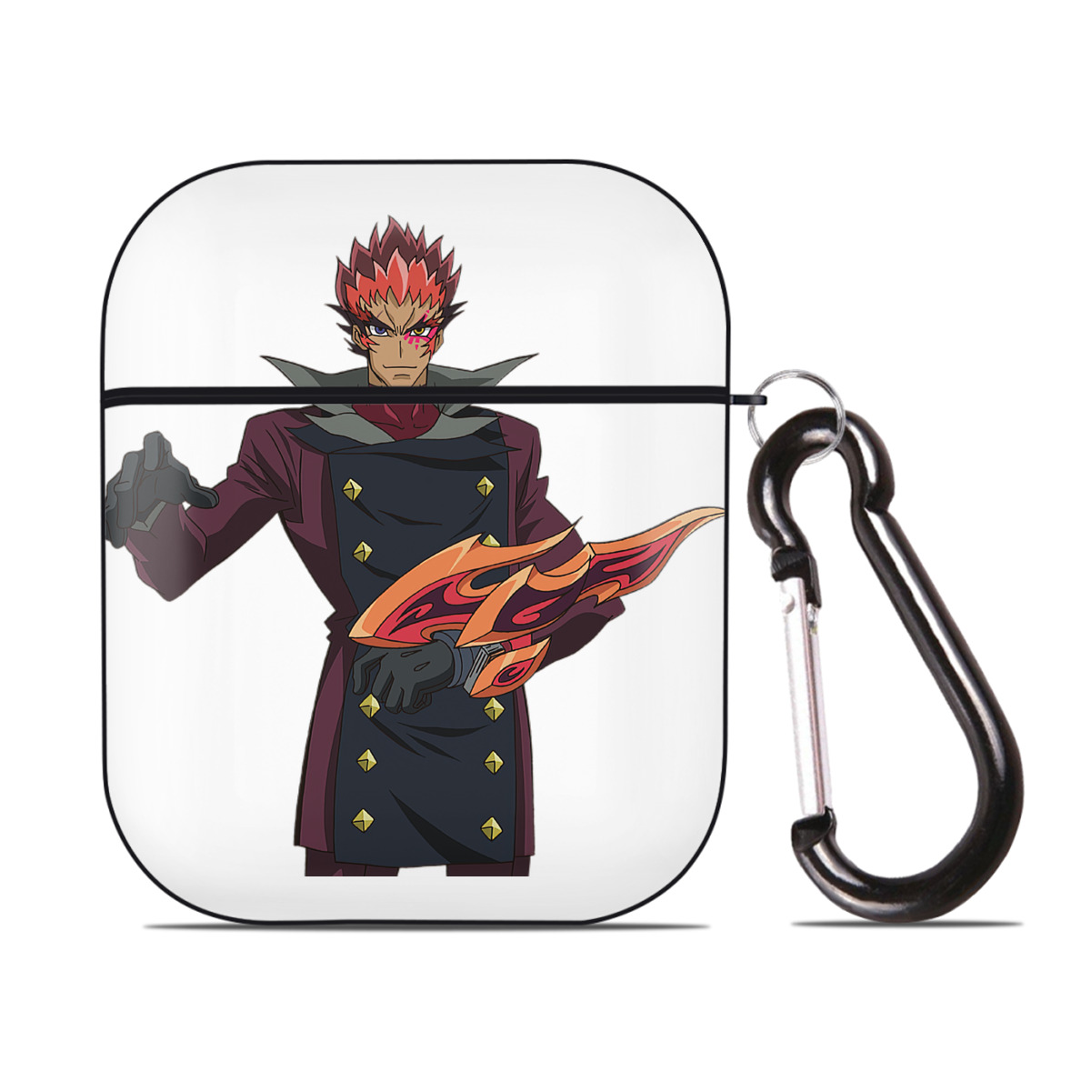 （画像用） 遊☆戯☆王 Yu-Gi-Oh! AirPods 第2世代保護ケース ハードシェル ブラック 耐衝撃・防指紋・カラビナ付き