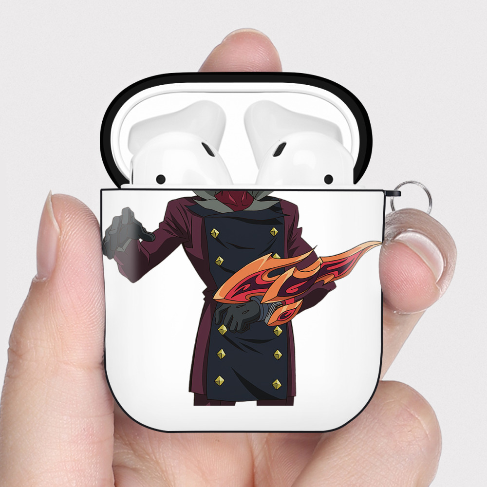 （画像用） 遊☆戯☆王 Yu-Gi-Oh! AirPods 第2世代保護ケース ハードシェル ブラック 耐衝撃・防指紋・カラビナ付き