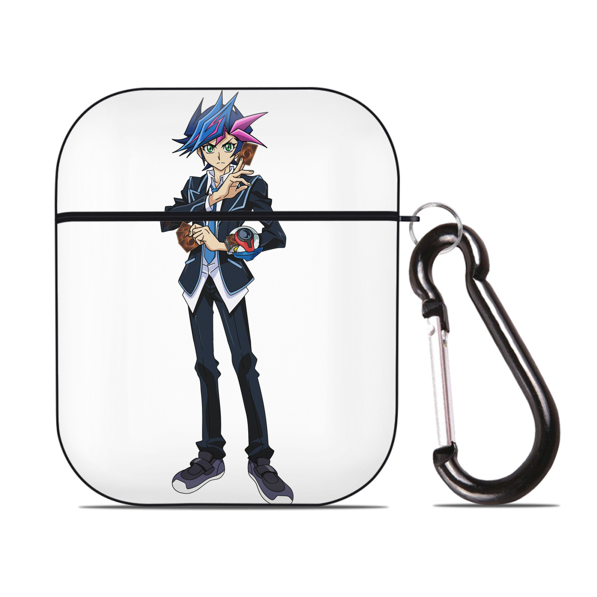 （画像用） 遊☆戯☆王 Yu-Gi-Oh! AirPods 第2世代保護ケース ハードシェル ブラック 耐衝撃・防指紋・カラビナ付き