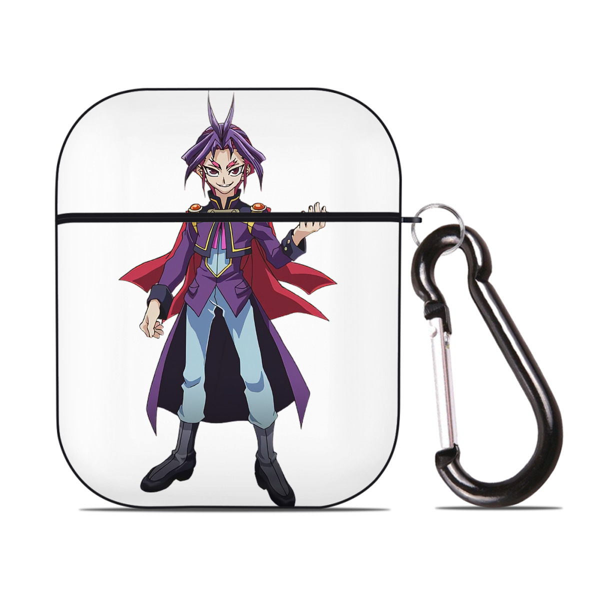 （画像用） 遊☆戯☆王 Yu-Gi-Oh! AirPods 第2世代保護ケース ハードシェル ブラック 耐衝撃・防指紋・カラビナ付き