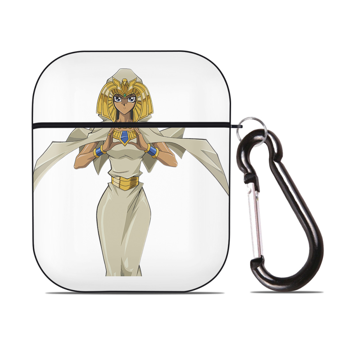 （画像用） 遊☆戯☆王 Yu-Gi-Oh! AirPods 第2世代保護ケース ハードシェル ブラック 耐衝撃・防指紋・カラビナ付き