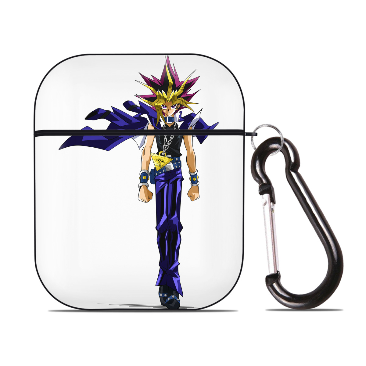 （画像用） 遊☆戯☆王 Yu-Gi-Oh! AirPods 第2世代保護ケース ハードシェル ブラック 耐衝撃・防指紋・カラビナ付き
