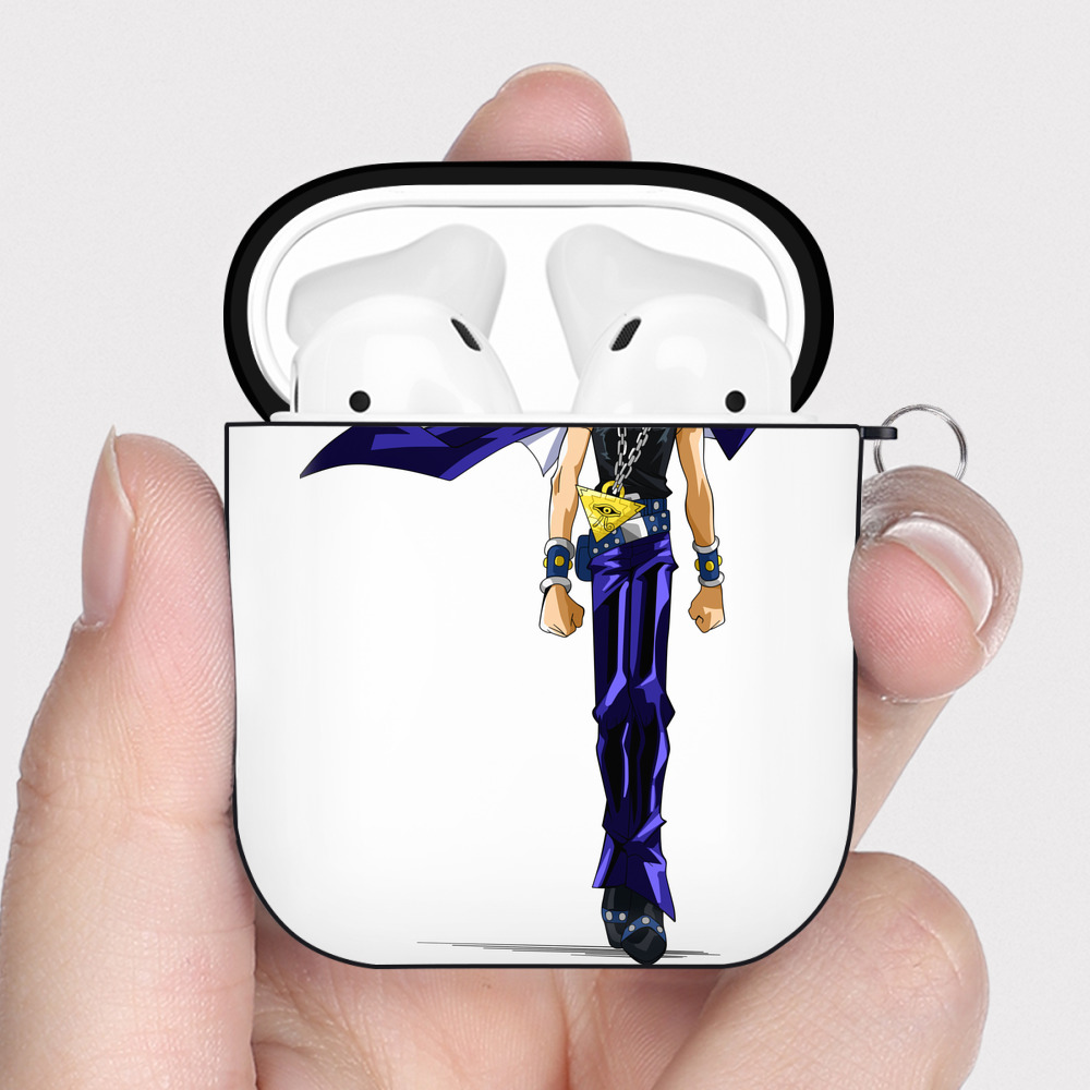 （画像用） 遊☆戯☆王 Yu-Gi-Oh! AirPods 第2世代保護ケース ハードシェル ブラック 耐衝撃・防指紋・カラビナ付き