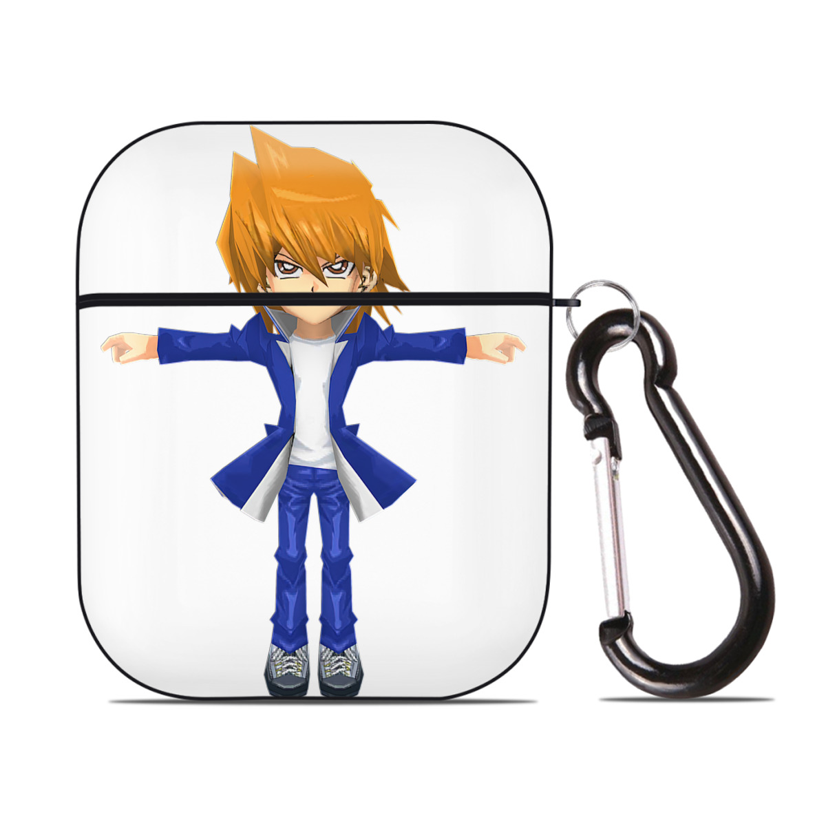（画像用） 遊☆戯☆王 Yu-Gi-Oh! AirPods 第2世代保護ケース ハードシェル ブラック 耐衝撃・防指紋・カラビナ付き