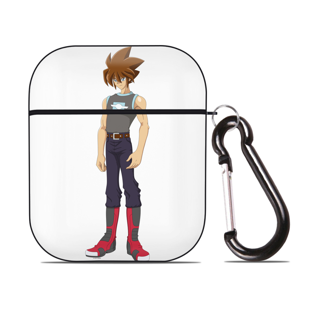 （画像用） 遊☆戯☆王 Yu-Gi-Oh! AirPods 第2世代保護ケース ハードシェル ブラック 耐衝撃・防指紋・カラビナ付き