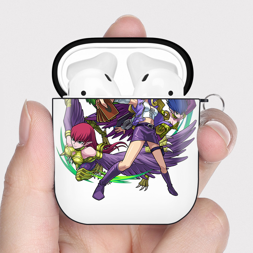 （画像用） 遊☆戯☆王 Yu-Gi-Oh! AirPods 第2世代保護ケース ハードシェル ブラック 耐衝撃・防指紋・カラビナ付き