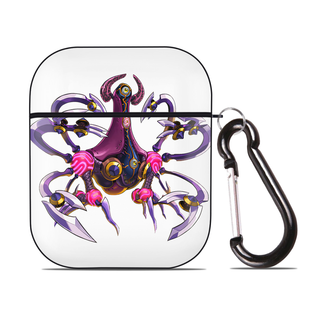 （画像用） 遊☆戯☆王 Yu-Gi-Oh! AirPods 第2世代保護ケース ハードシェル ブラック 耐衝撃・防指紋・カラビナ付き