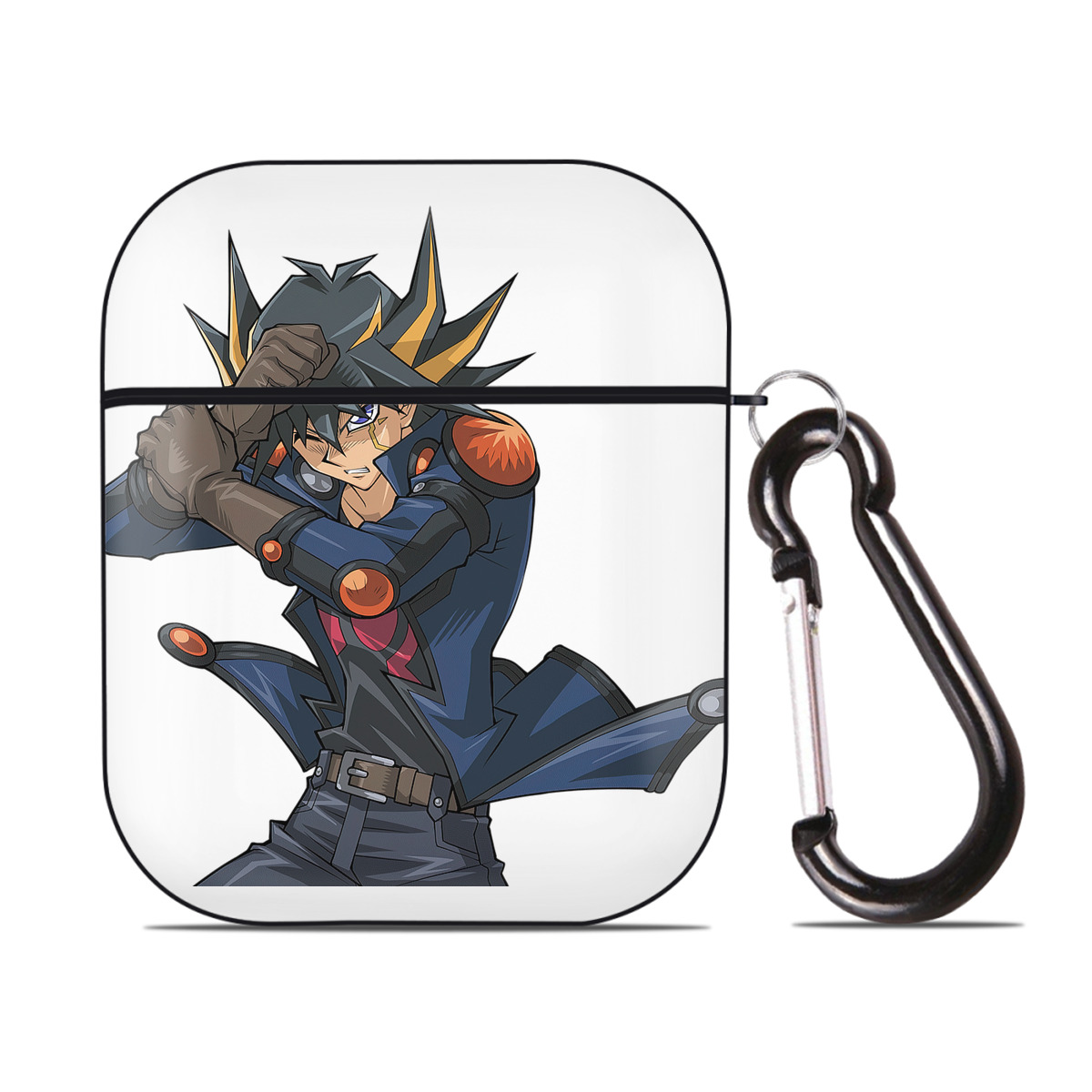 （画像用） 遊☆戯☆王 Yu-Gi-Oh! AirPods 第2世代保護ケース ハードシェル ブラック 耐衝撃・防指紋・カラビナ付き
