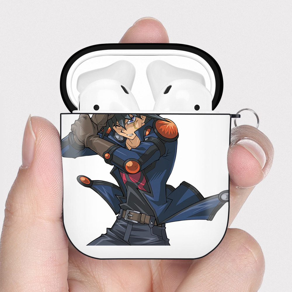 （画像用） 遊☆戯☆王 Yu-Gi-Oh! AirPods 第2世代保護ケース ハードシェル ブラック 耐衝撃・防指紋・カラビナ付き