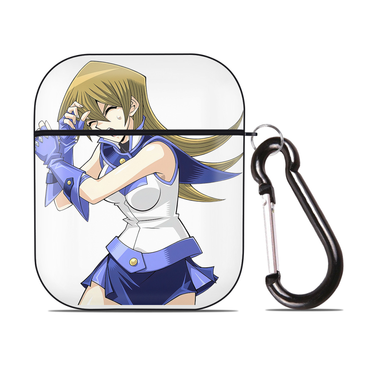 （画像用） 遊☆戯☆王 Yu-Gi-Oh! AirPods 第2世代保護ケース ハードシェル ブラック 耐衝撃・防指紋・カラビナ付き
