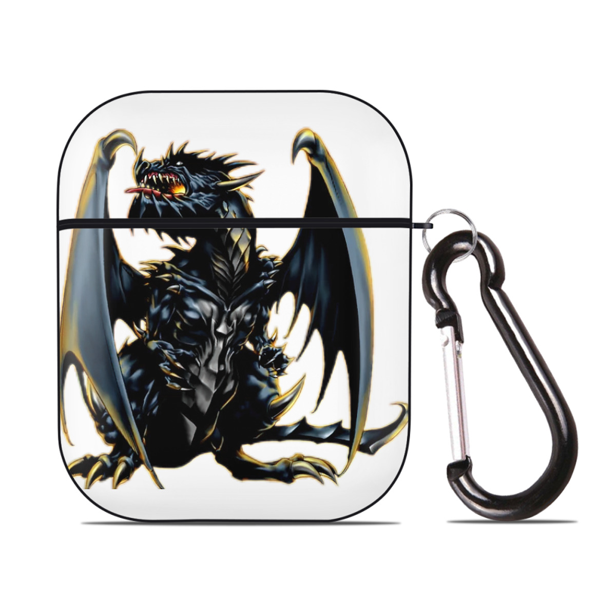 （画像用） 遊☆戯☆王 Yu-Gi-Oh! AirPods 第2世代保護ケース ハードシェル ブラック 耐衝撃・防指紋・カラビナ付き