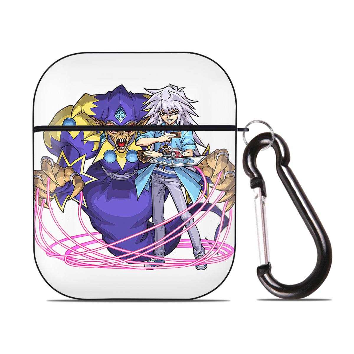 （画像用） 遊☆戯☆王 Yu-Gi-Oh! AirPods 第2世代保護ケース ハードシェル ブラック 耐衝撃・防指紋・カラビナ付き