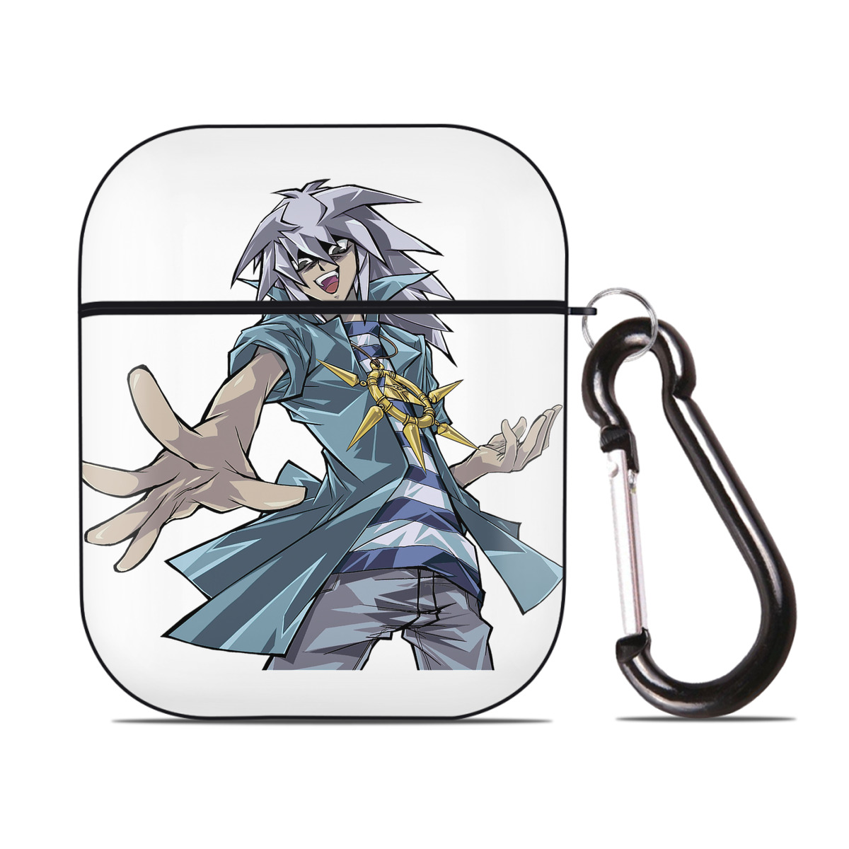 （画像用） 遊☆戯☆王 Yu-Gi-Oh! AirPods 第2世代保護ケース ハードシェル ブラック 耐衝撃・防指紋・カラビナ付き