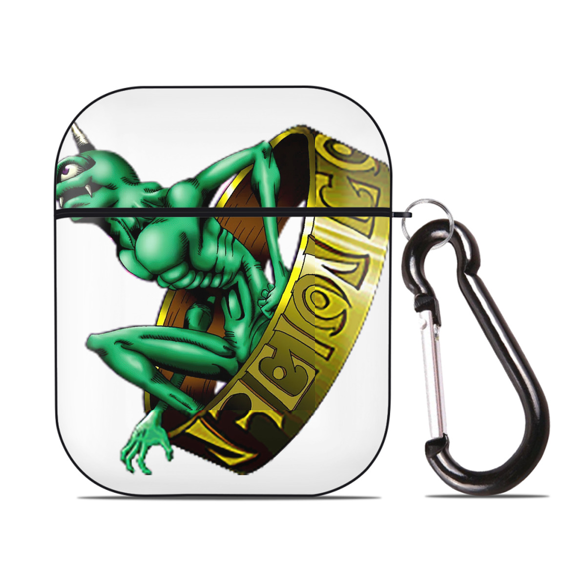 （画像用） 遊☆戯☆王 Yu-Gi-Oh! AirPods 第2世代保護ケース ハードシェル ブラック 耐衝撃・防指紋・カラビナ付き