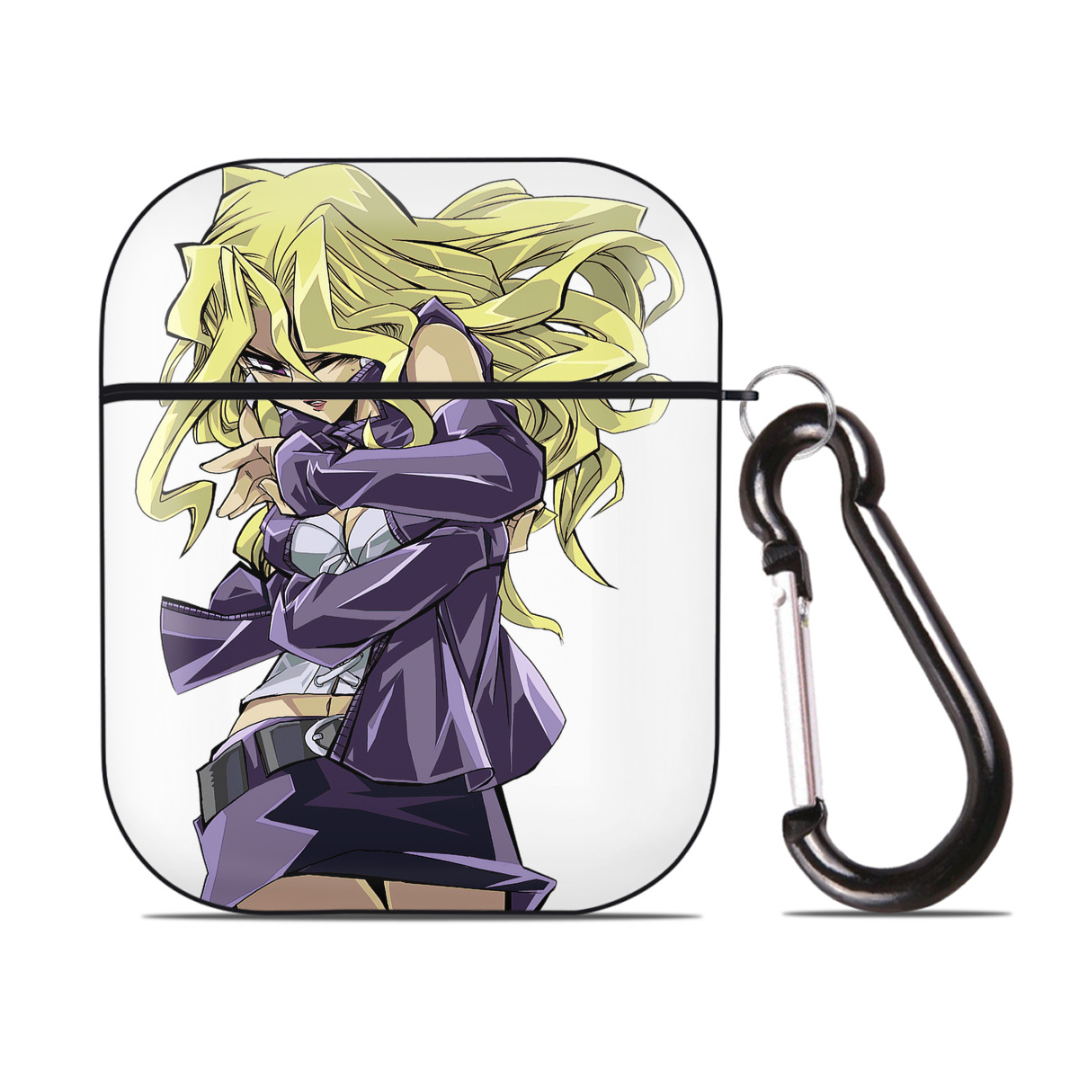 （画像用） 遊☆戯☆王 Yu-Gi-Oh! AirPods 第2世代保護ケース ハードシェル ブラック 耐衝撃・防指紋・カラビナ付き