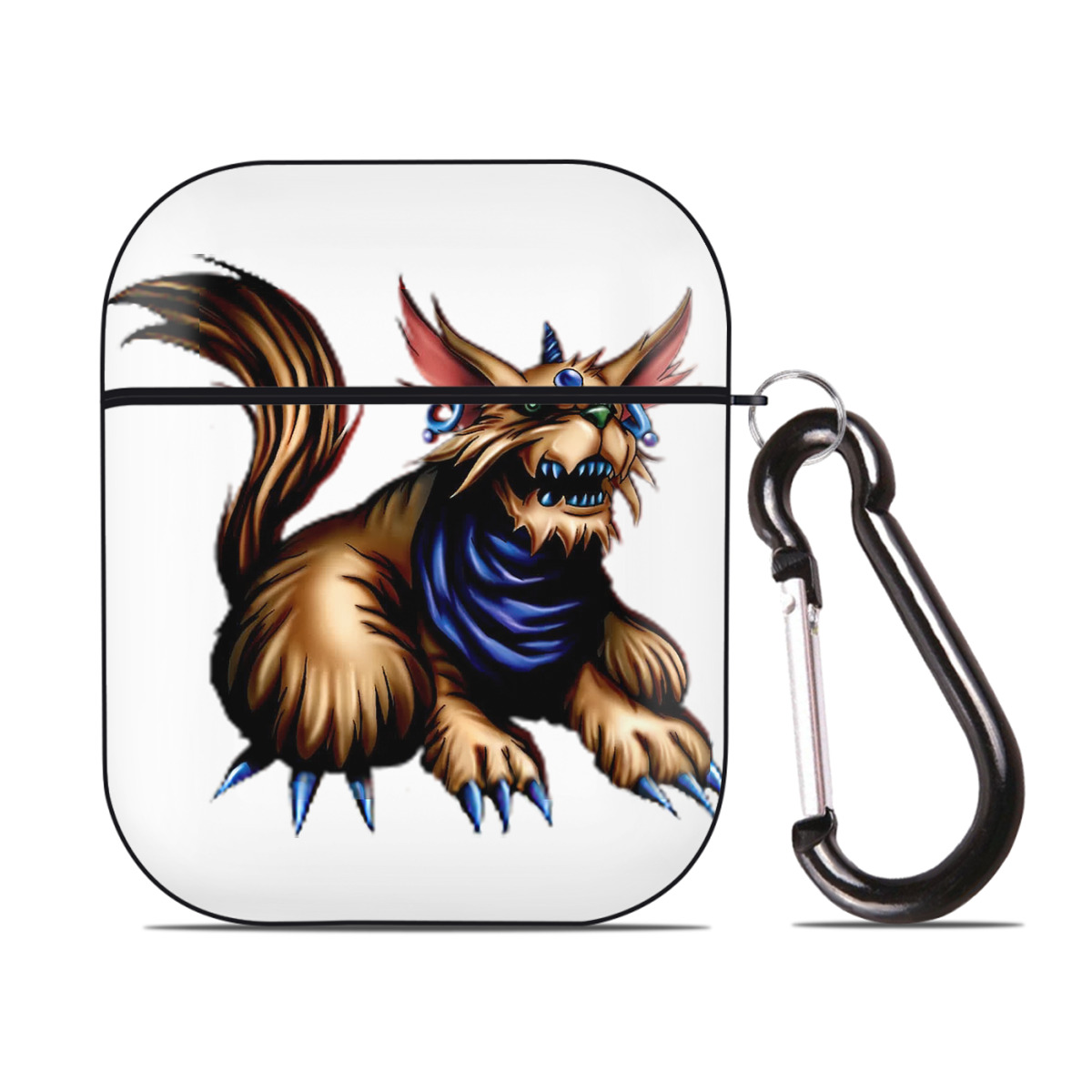 （画像用） 遊☆戯☆王 Yu-Gi-Oh! AirPods 第2世代保護ケース ハードシェル ブラック 耐衝撃・防指紋・カラビナ付き