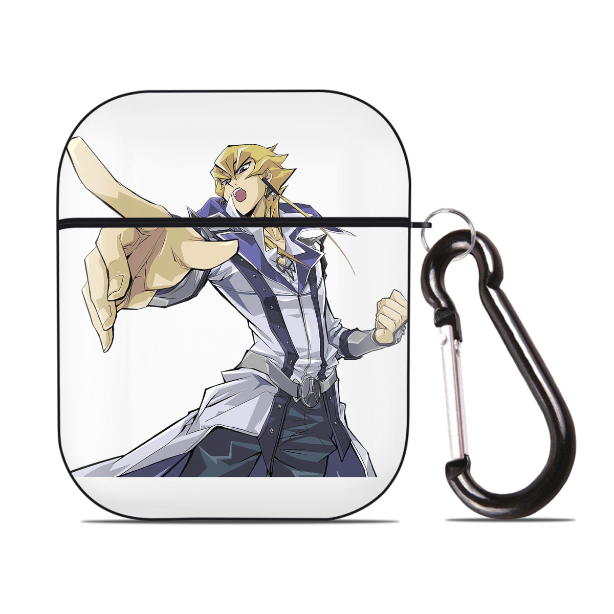 （画像用） 遊☆戯☆王 Yu-Gi-Oh! AirPods 第2世代保護ケース ハードシェル ブラック 耐衝撃・防指紋・カラビナ付き