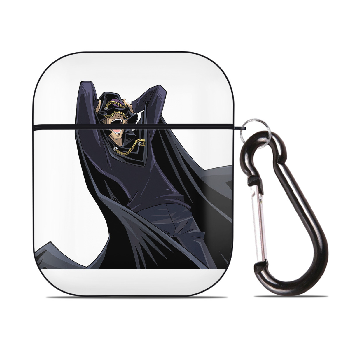 （画像用） 遊☆戯☆王 Yu-Gi-Oh! AirPods 第2世代保護ケース ハードシェル ブラック 耐衝撃・防指紋・カラビナ付き
